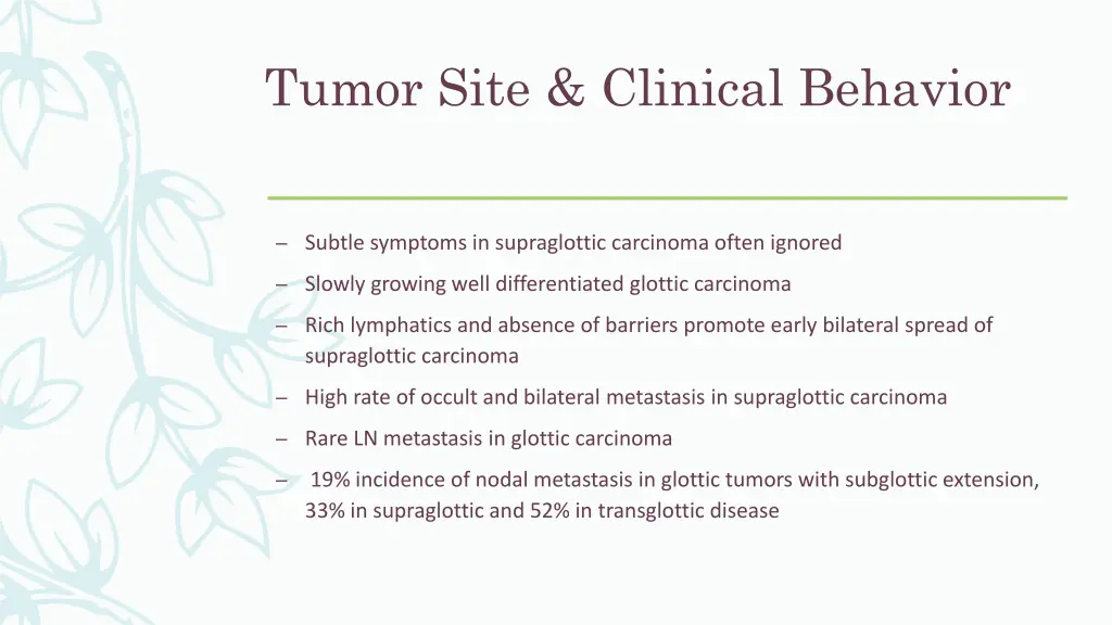 tumor site clinical behavior