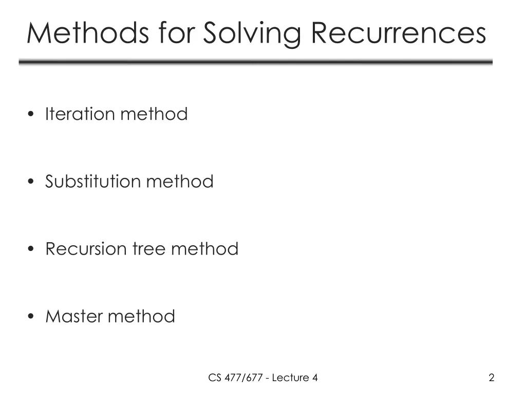 methods for solving recurrences