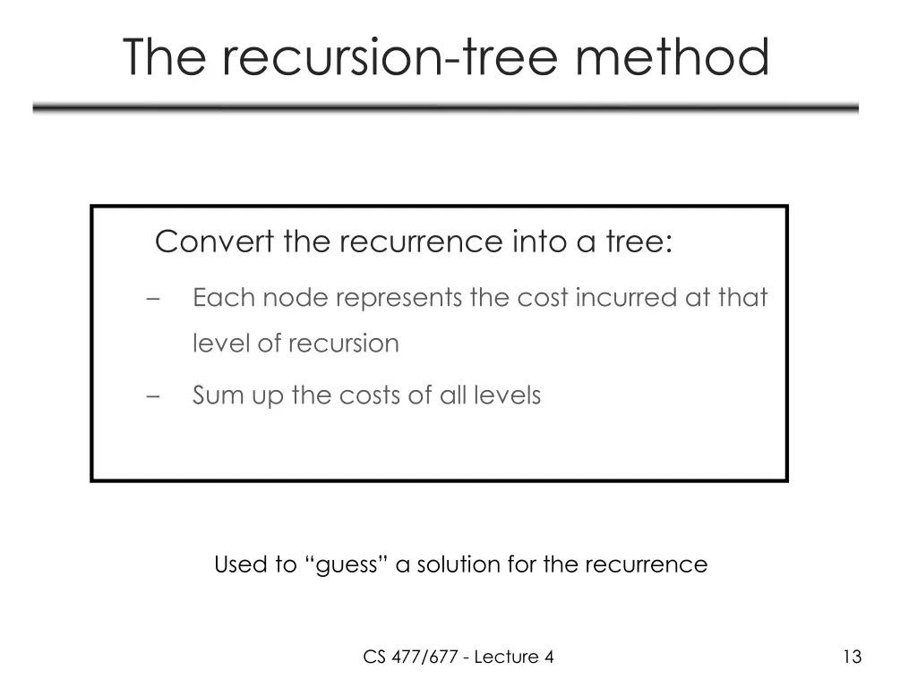 the recursion tree method