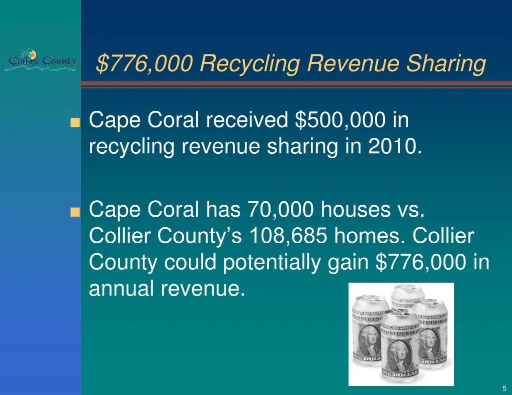 776 000 recycling revenue sharing