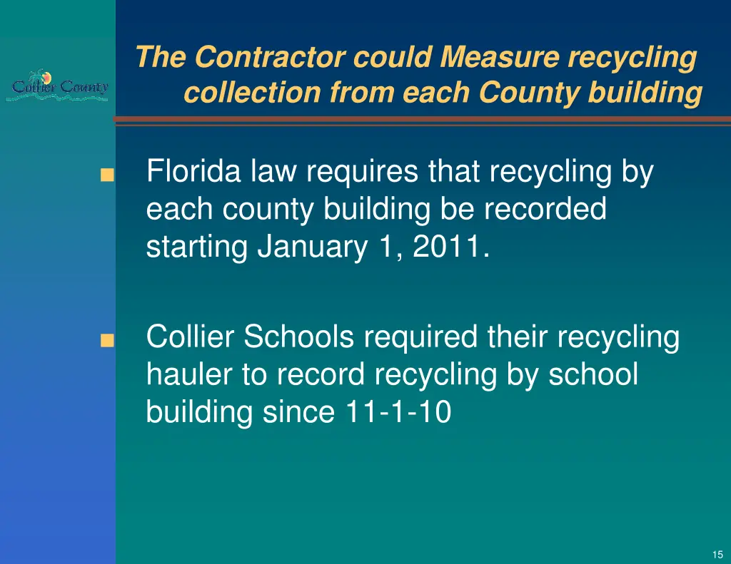 the contractor could measure recycling collection