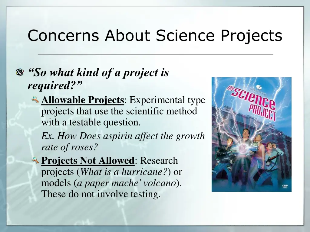 concerns about science projects