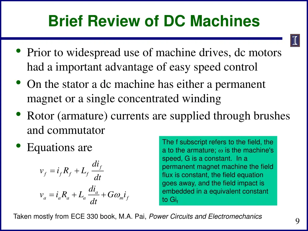 brief review of dc machines