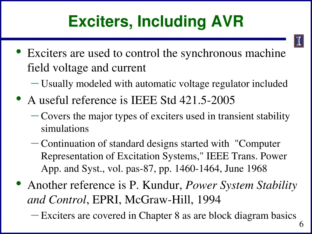 exciters including avr