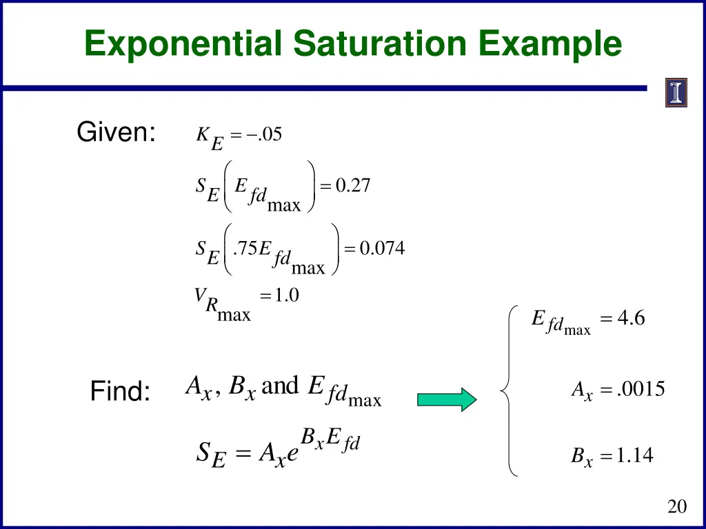 exponential saturation example