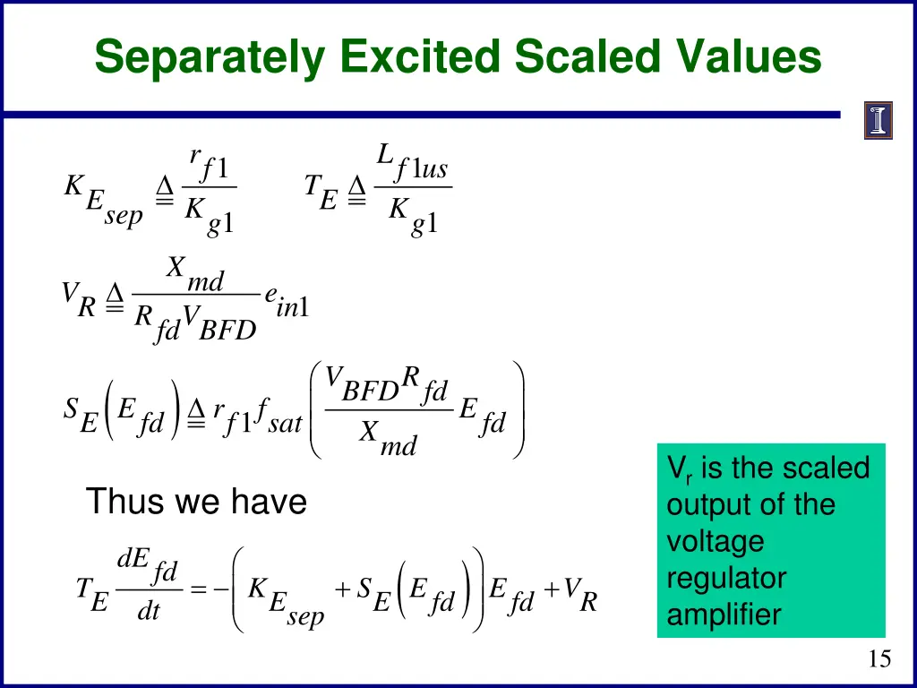 separately excited scaled values
