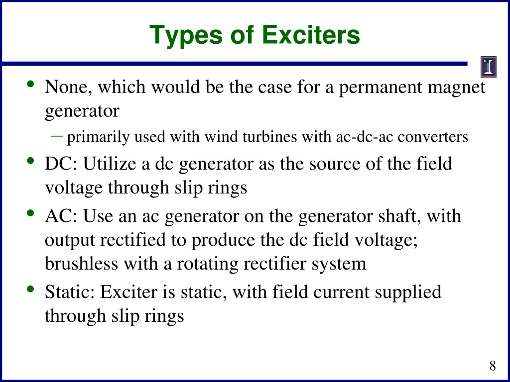 types of exciters