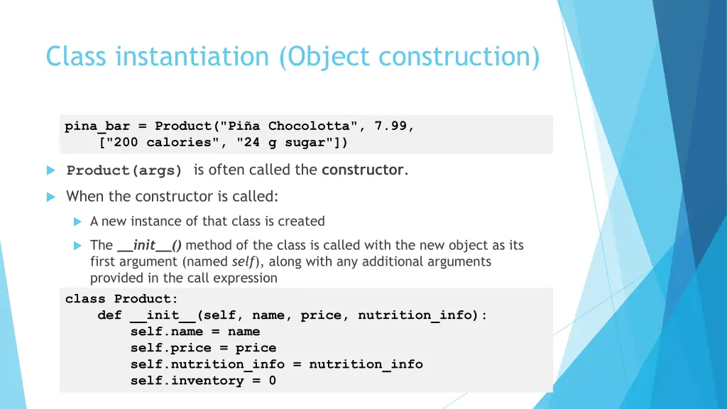 class instantiation object construction