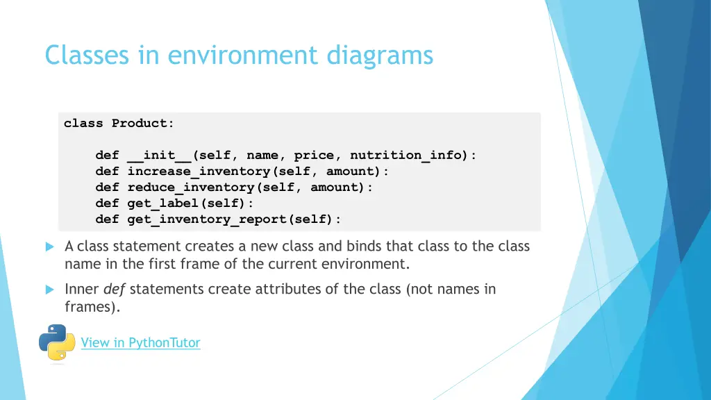 classes in environment diagrams
