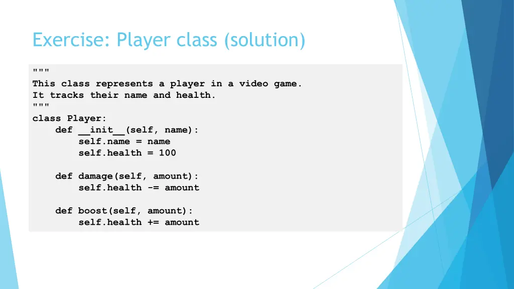 exercise player class solution