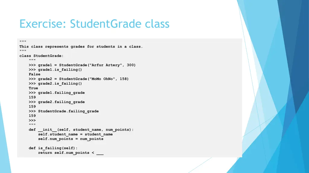 exercise studentgrade class