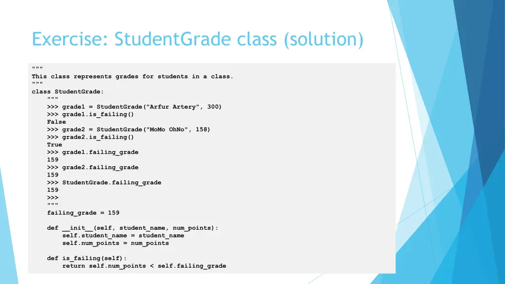 exercise studentgrade class solution