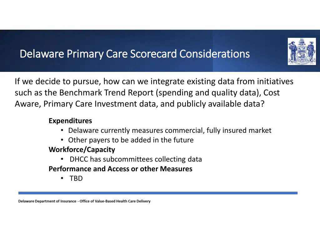 delaware primary care scorecard considerations