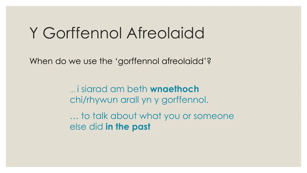 y gorffennol afreolaidd