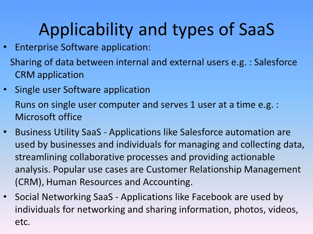 applicability and types of saas enterprise