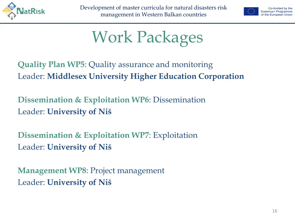 development of master curricula for natural 15