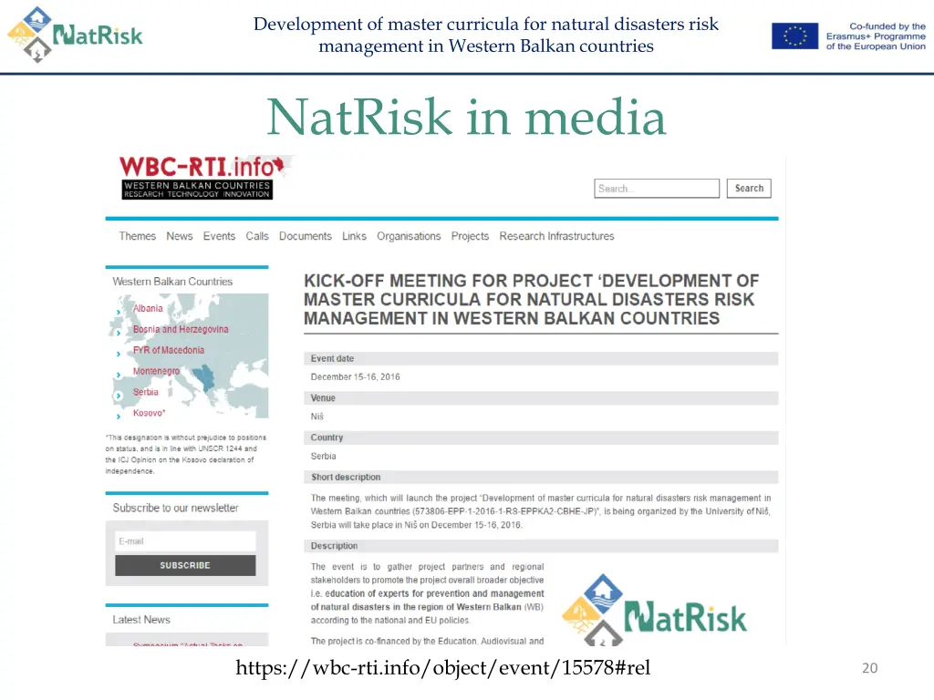 development of master curricula for natural 19