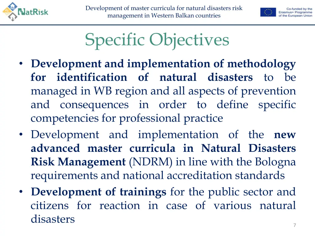 development of master curricula for natural 6