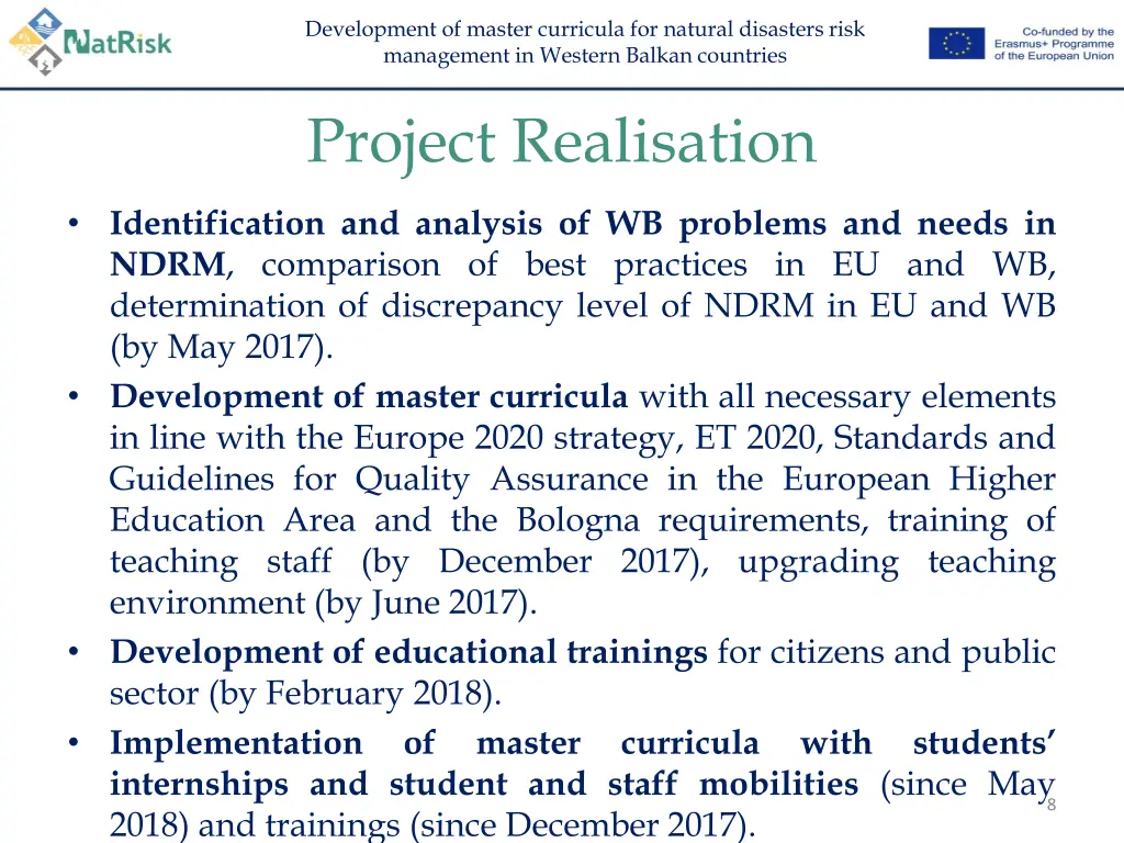 development of master curricula for natural 7