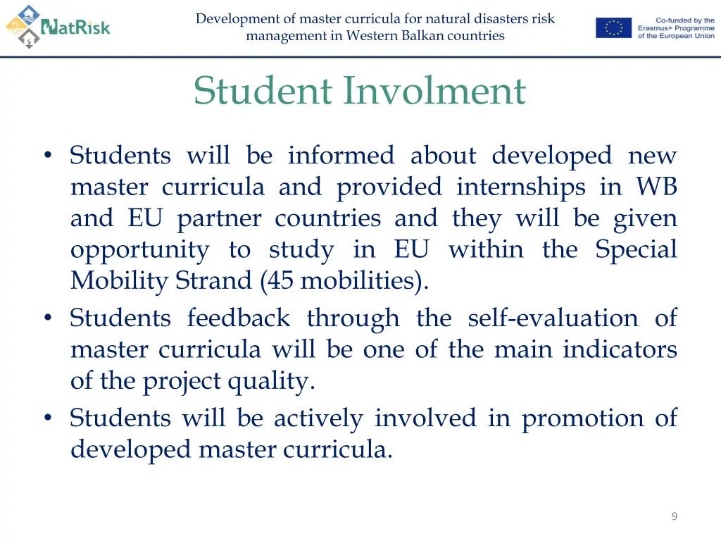 development of master curricula for natural 8
