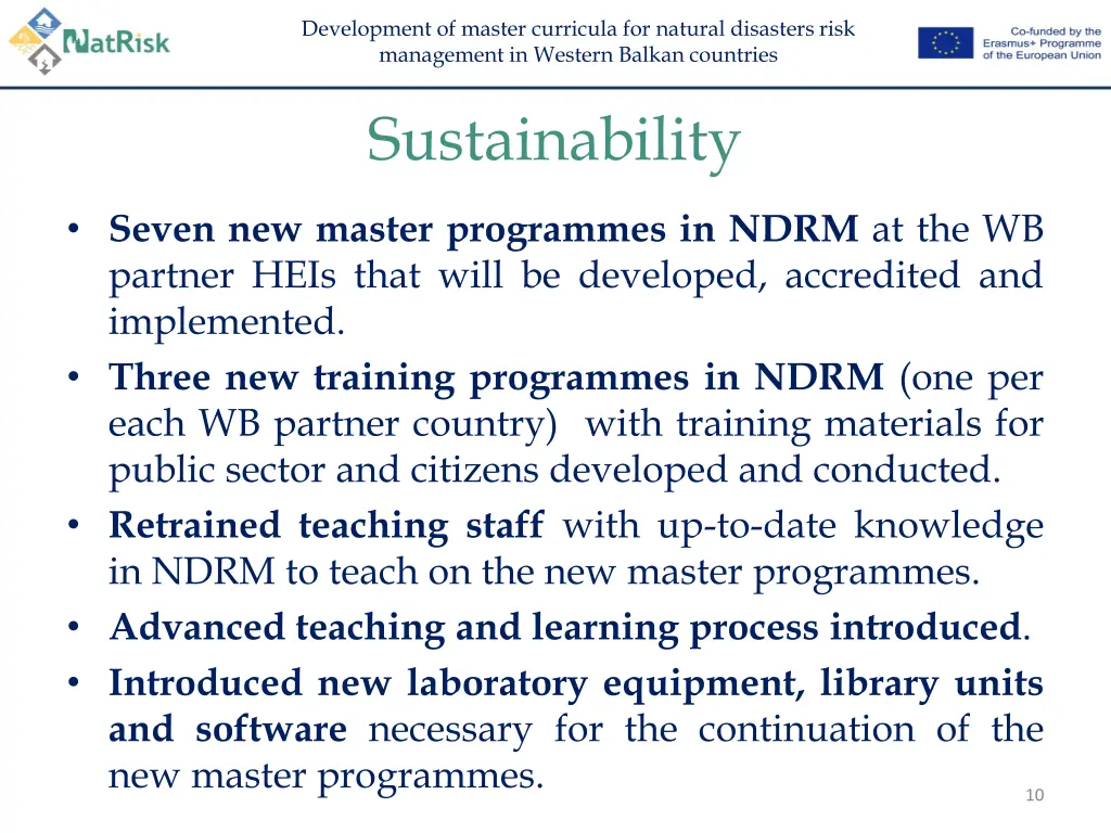 development of master curricula for natural 9