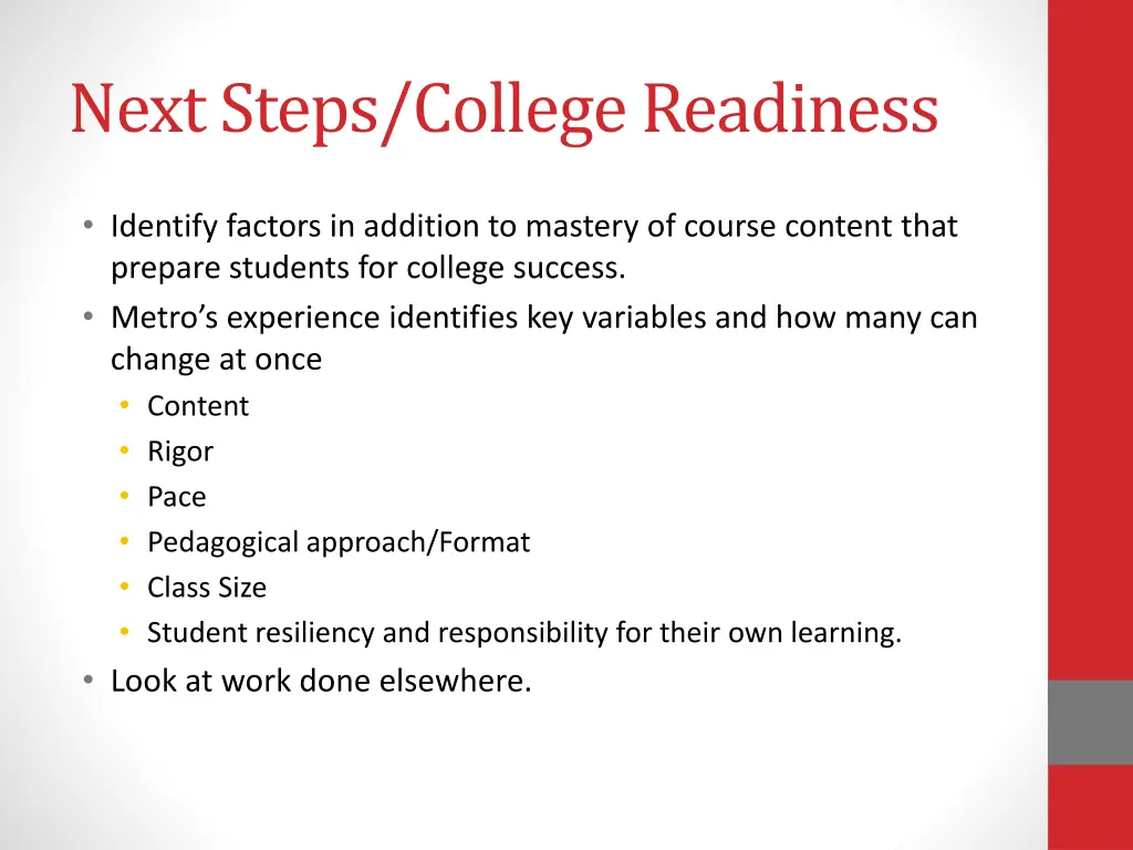 next steps college readiness