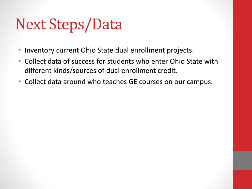next steps data