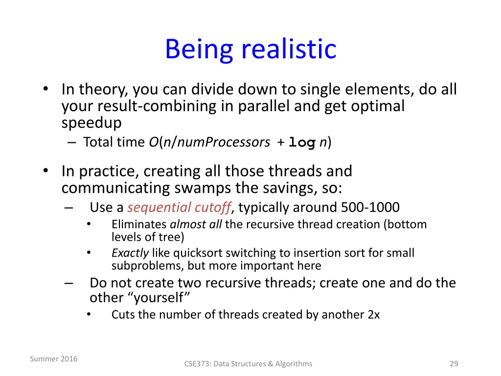 being realistic