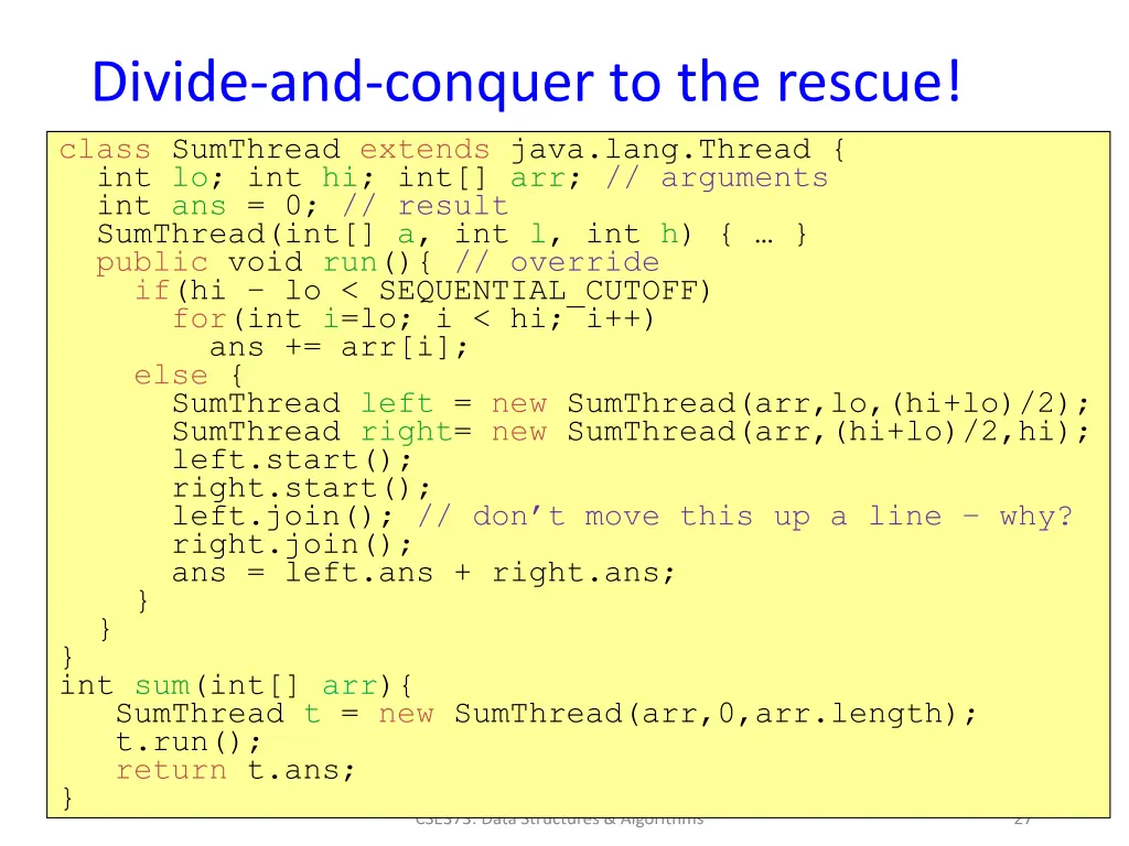 divide and conquer to the rescue class sumthread