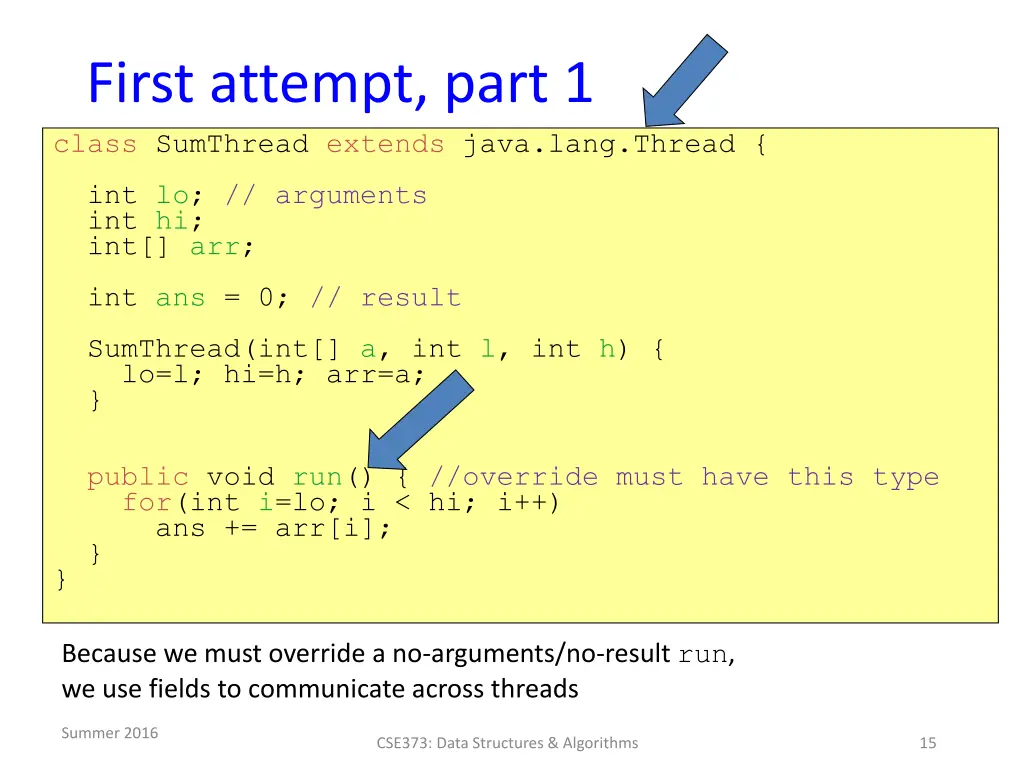 first attempt part 1 class sumthread extends java