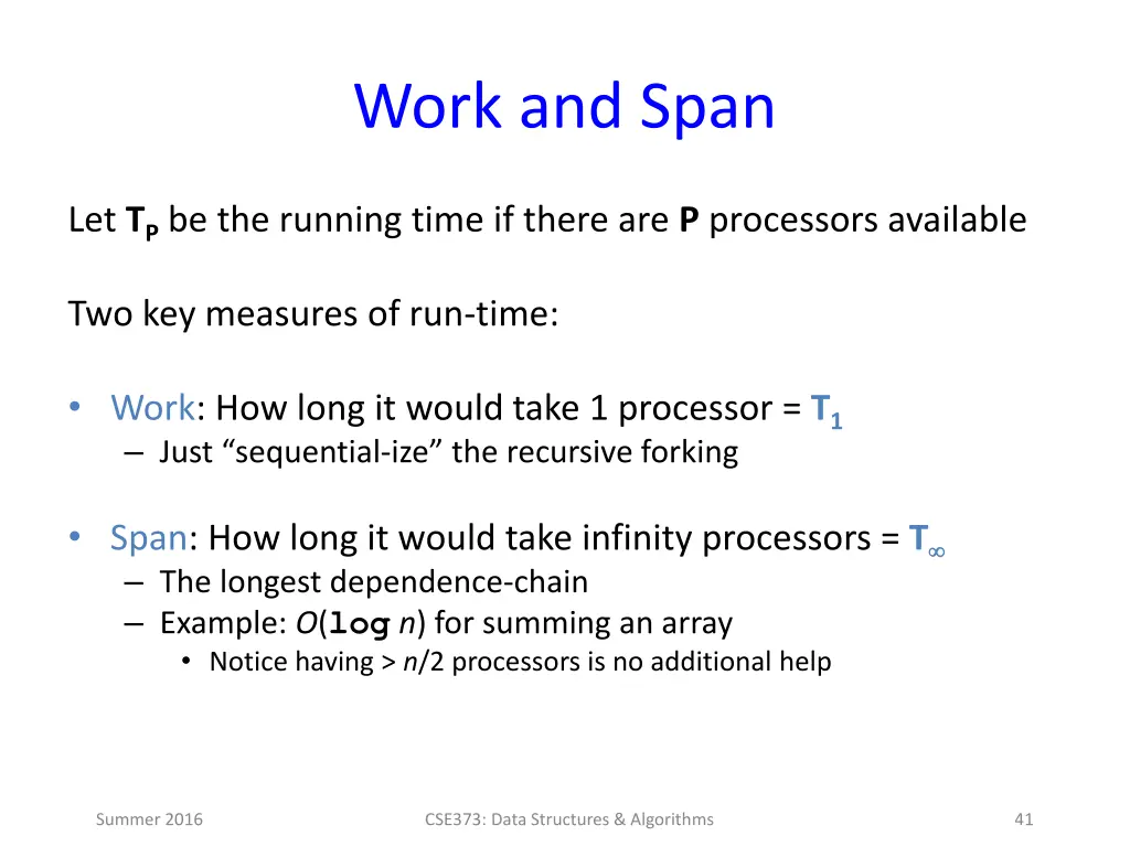 work and span
