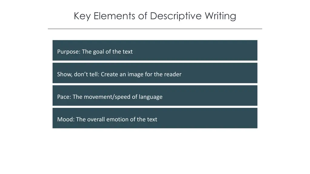 key elements of descriptive writing