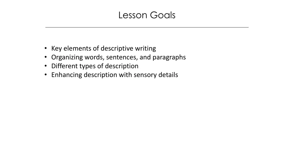 lesson goals