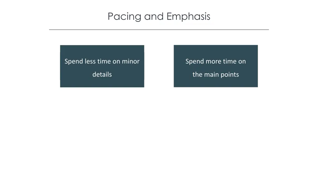 pacing and emphasis