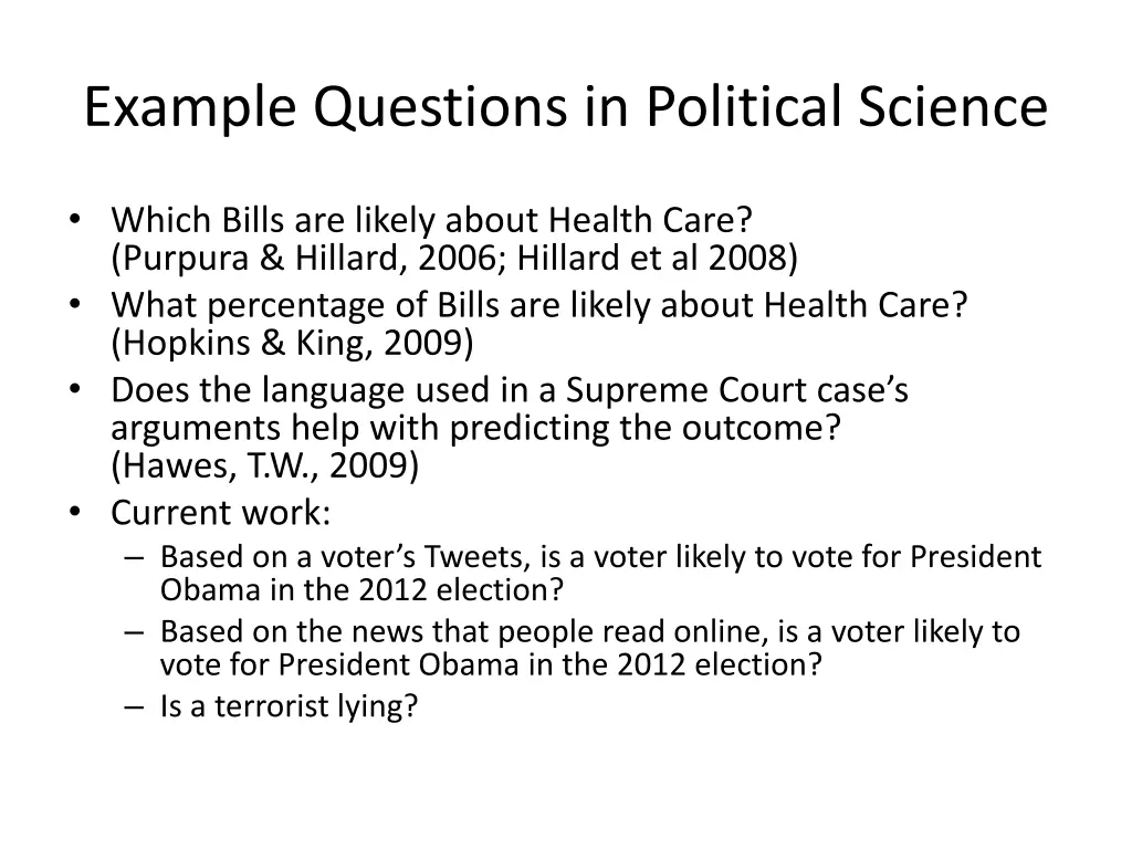 example questions in political science