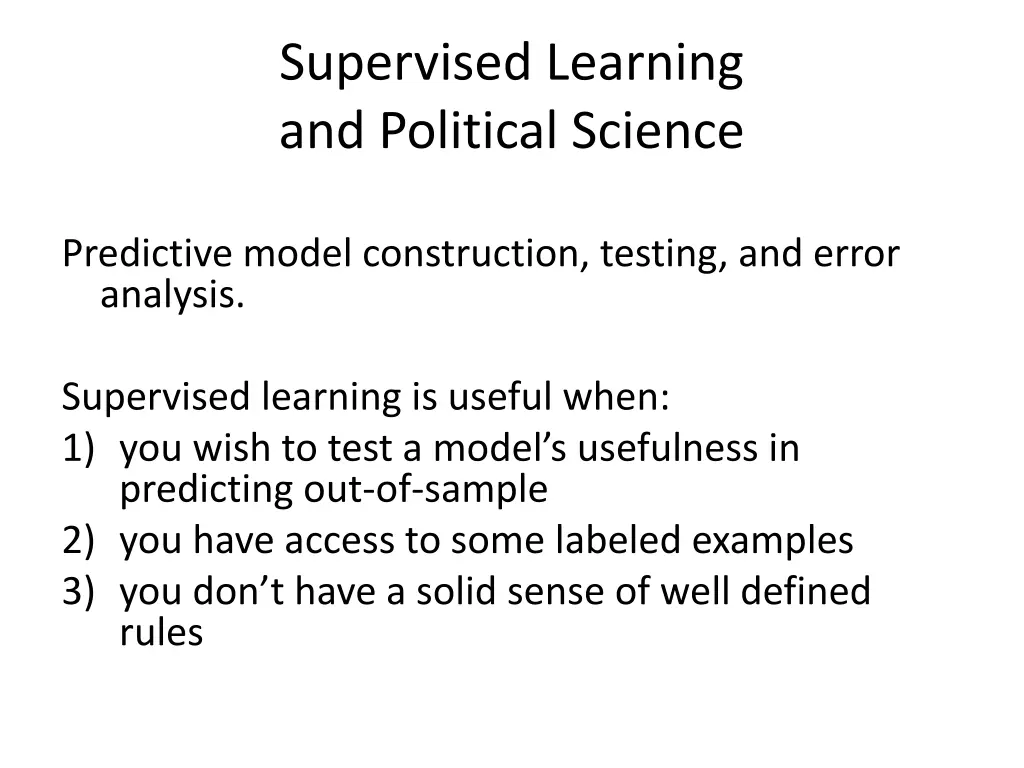 supervised learning and political science