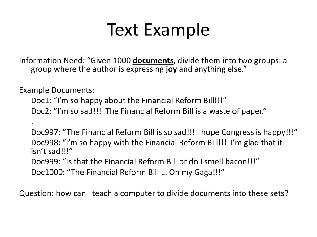 text example
