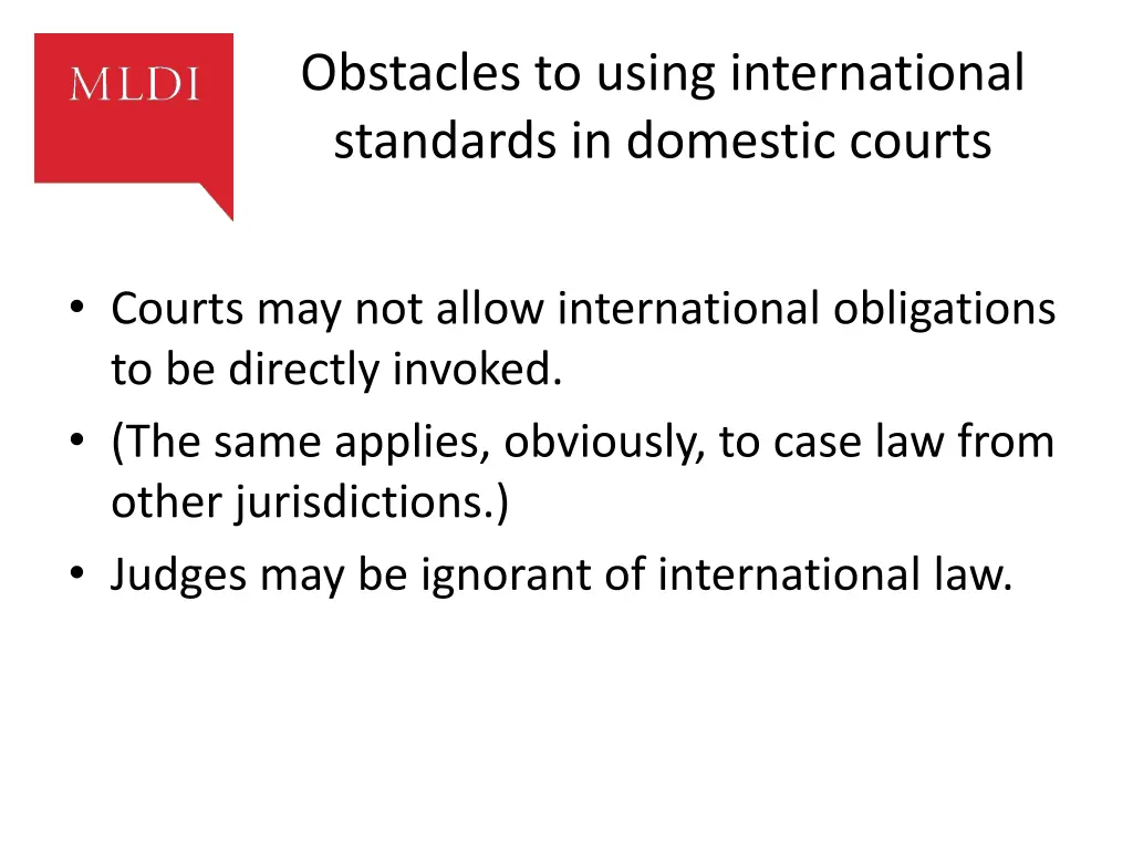 obstacles to using international standards