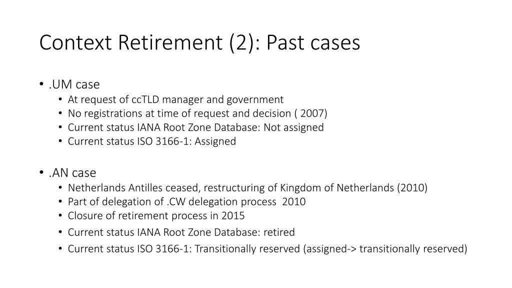 context retirement 2 past cases