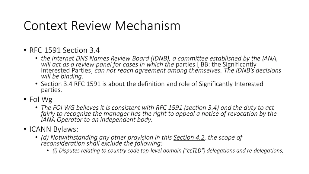 context review mechanism