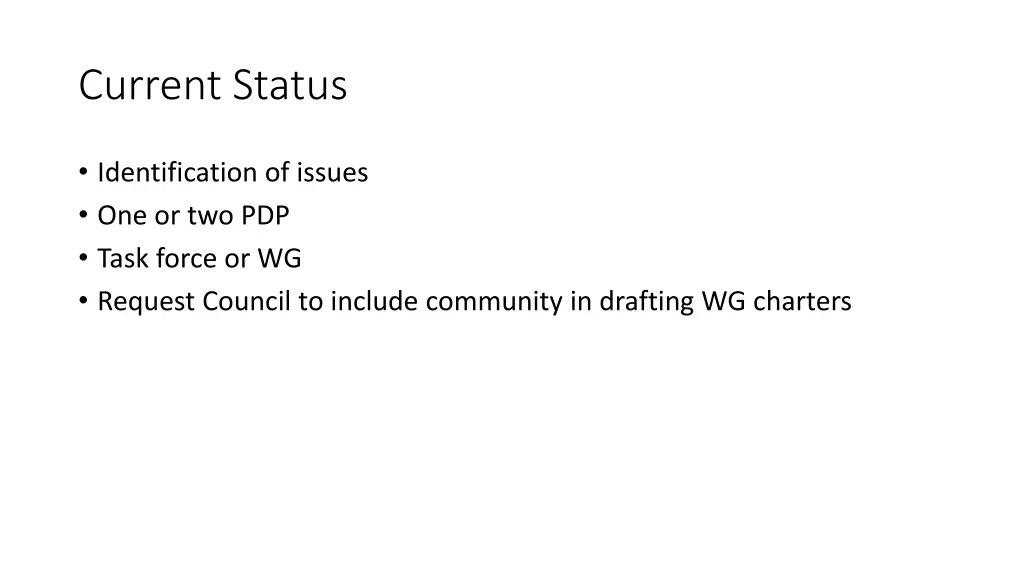 current status