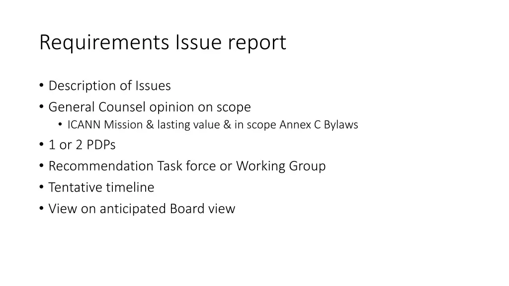 requirements issue report