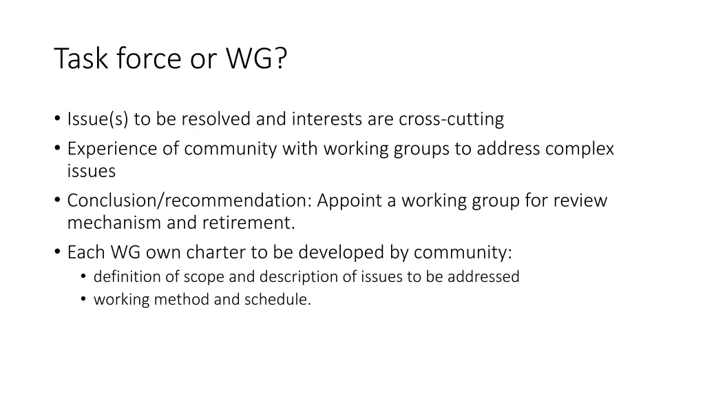 task force or wg