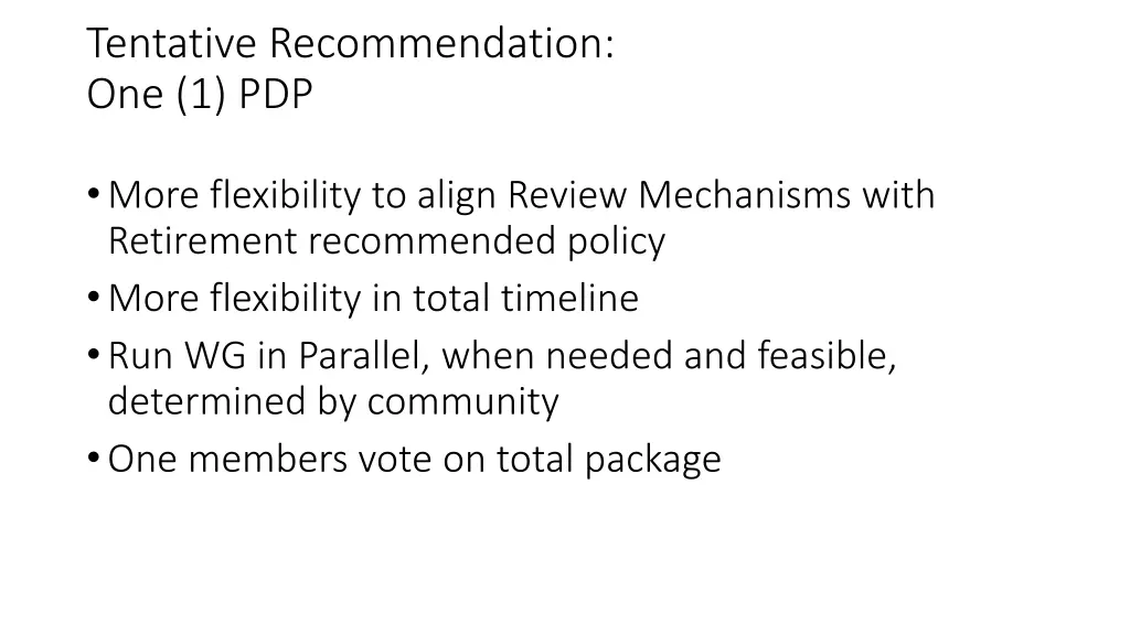 tentative recommendation one 1 pdp