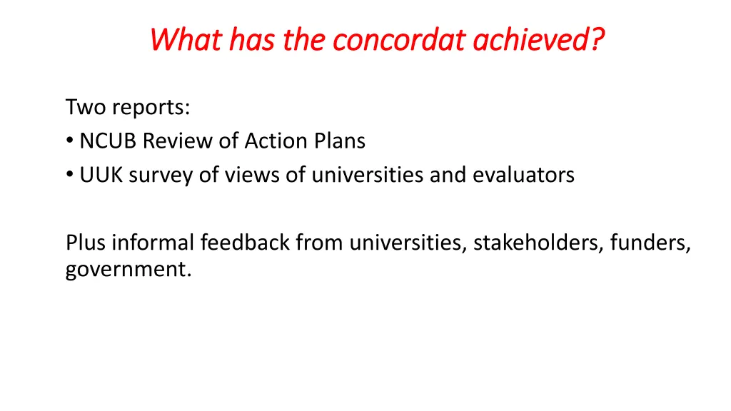 what has the concordat achieved what