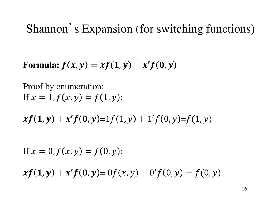 shannon s expansion for switching functions