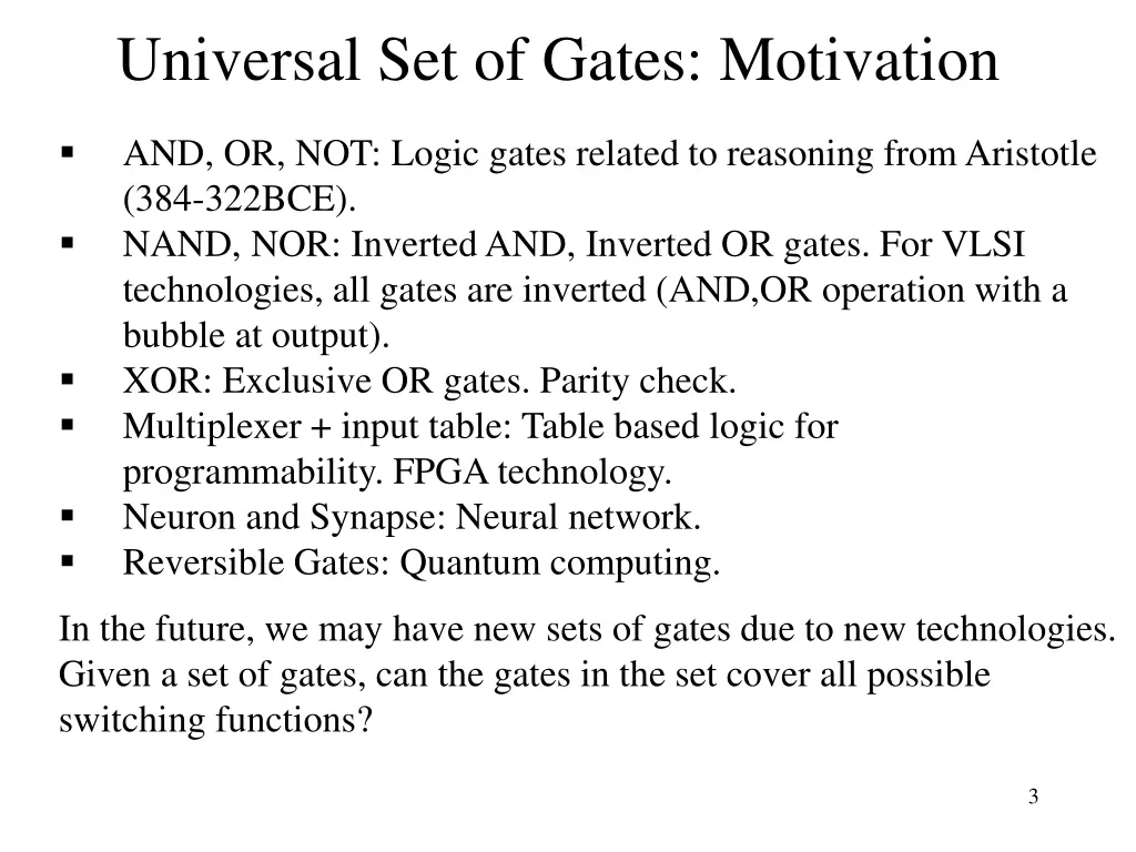 universal set of gates motivation