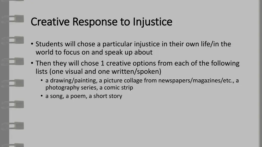 creative response to injustice creative response