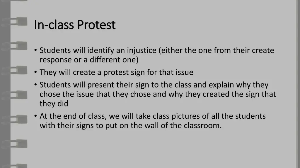 in in class protest class protest