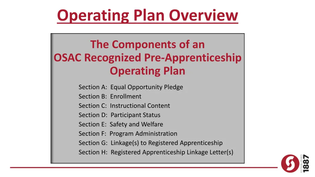 operating plan overview